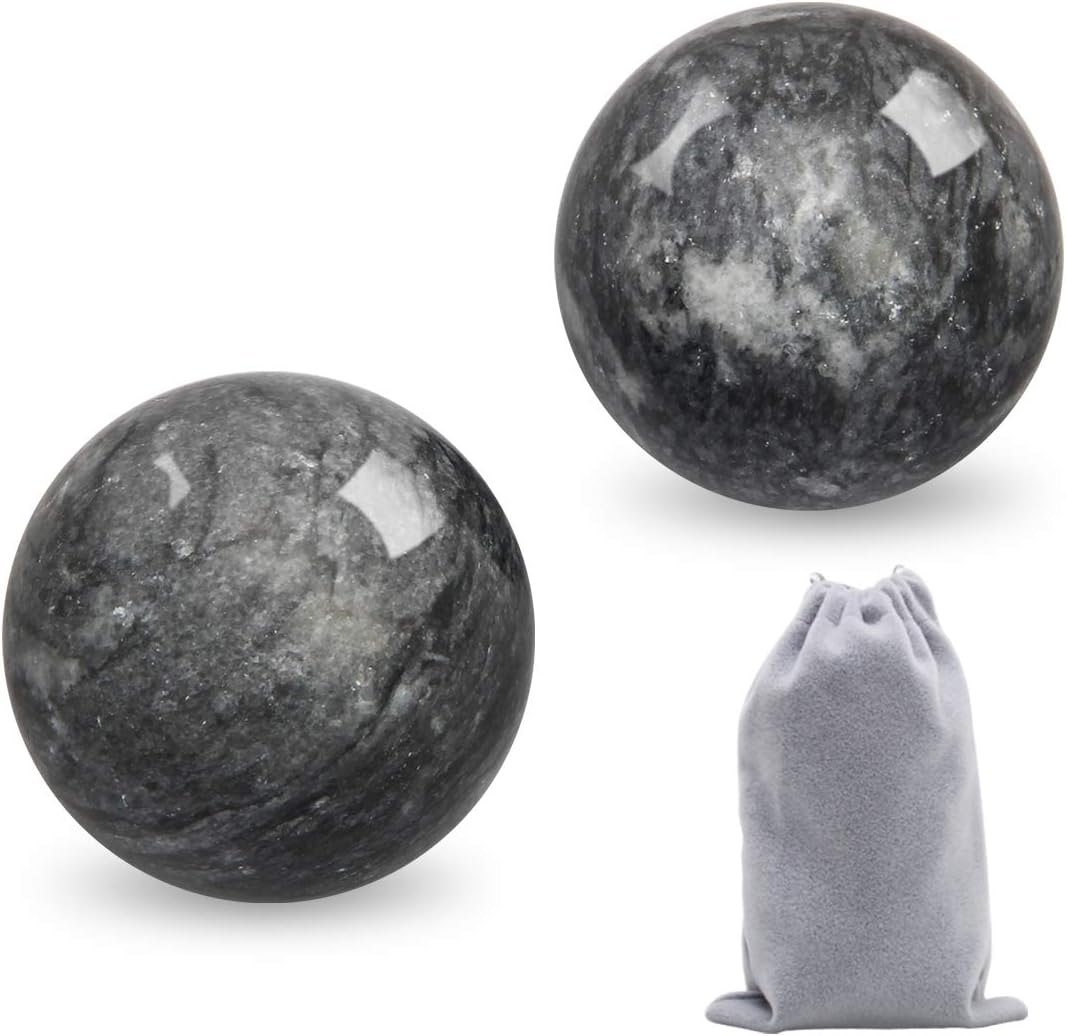 Coolrunner 2'' Marble Dark Grey Baoding Balls Chinese Health Stress Relieve Hand Exercise Hand Massage Hand Balls