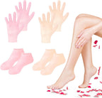 TEAWOO 4 Pairs Silicone Socks Gloves Set for Dry Cracked Feet and Hands, Silicone Foot Socks for Women, Moisturizing Feet