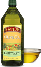 Pompeian Light Taste Olive Oil - 48 fl oz - 1.41 L - Olive Oil for High Heat Cooking - Light Flavor for Baking and Sauteing - High Smoke Point
