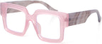 Onrtry Oversized Square Blue Light Glasses for Women Men Chunky Big Frame Computer Eye Glasses Non-Prescription Eyewear