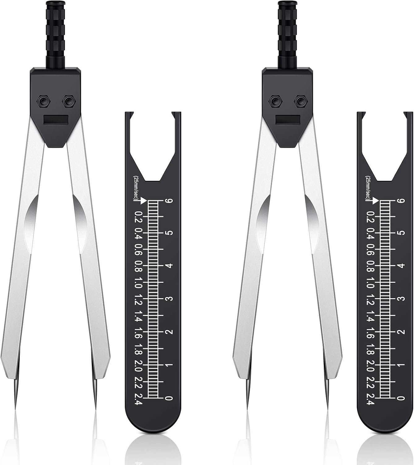 Frienda 2 Pieces EKG Caliper ECG Calipers Measuring Tool with Ruler Electrocardiogram Drafting Divider for Nursing (Black)