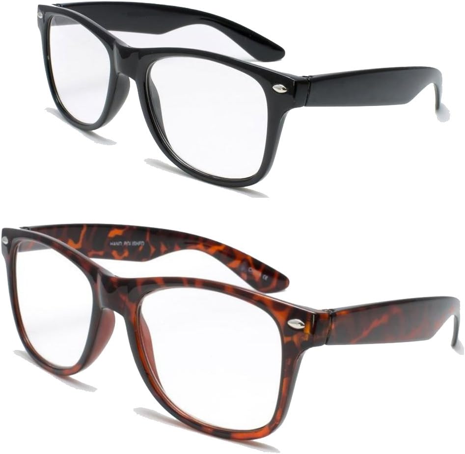 2 Pairs Deluxe Reading Glasses - Comfortable Stylish Simple Readers Magnification (1 tortoise 1 black, 2 x)