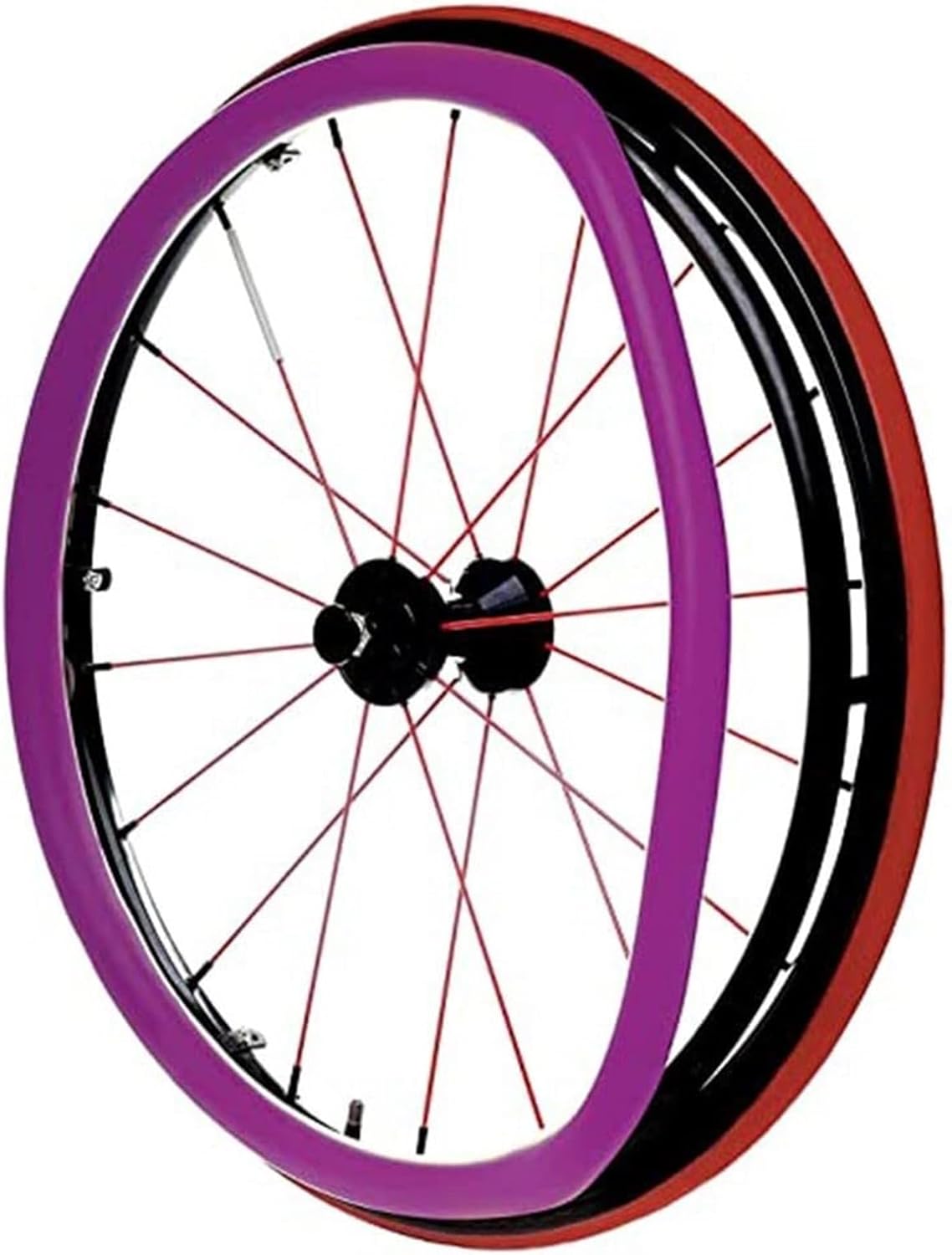 Wheelchair Push Rim Covers, Rear Wheel Sports Wheelchair Cover, Silicone Hand Push Cover, Non-Slip, Wear-Resistant, Improve Grip and Traction (Color : Purple, Size : 24inch)