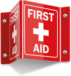 5”x 6” Acrylic First Aid Sign for Wall, 120 Mil Wall Mount First Aid 3D Projecting Sign Red, Pack of 1