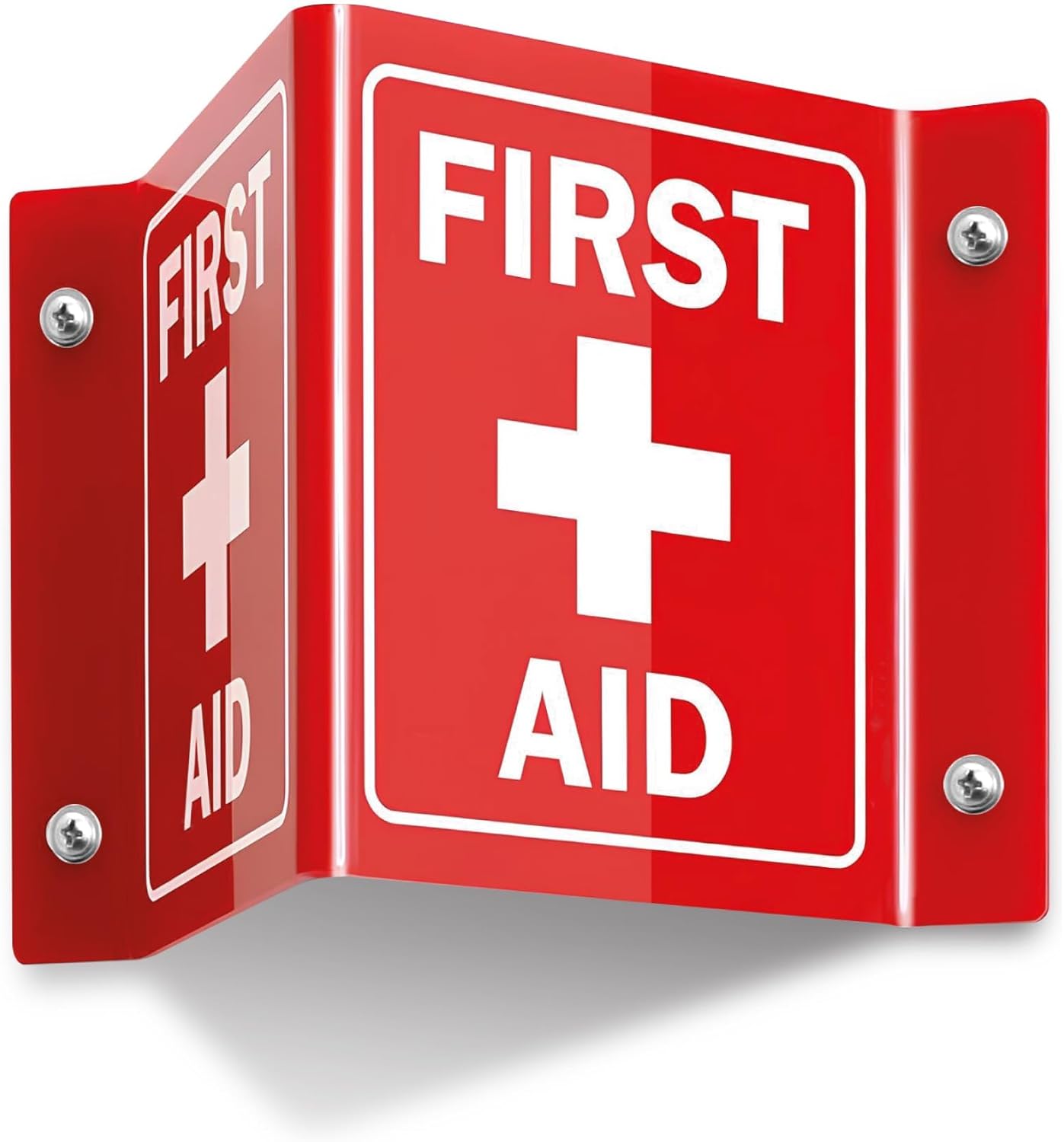 5”x 6” Acrylic First Aid Sign for Wall, 120 Mil Wall Mount First Aid 3D Projecting Sign Red, Pack of 1