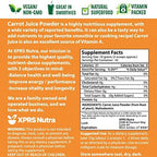 XPRS Nutra 100% Natural Carrot Juice Powder - Pure Carrot Powder from The USA - Ideal for Juice and Smoothie - High in Vitamin A, Phytonutrients and Antioxidants - Non-GMO (16 oz)