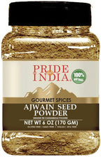 Pride of India | Ajwain Seed Powder 8 oz (226.79 gm) Medium Dual Sifter Jar | Gourmet Indian Spice | Made from Fresh Carom Seeds | Rich in Nutrients | Aromatic & Flavorful | Easy to Use