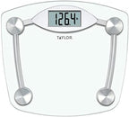 Taylor Digital Bathroom Scale, Body Weight Scale, Instant On and Off, 400 lb Capacity, Sturdy Clear Glass with Chrome-Finish Base