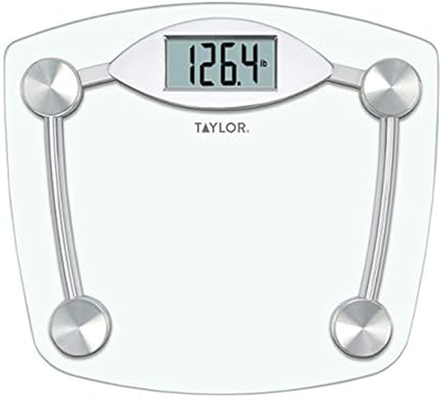 Taylor Digital Bathroom Scale, Body Weight Scale, Instant On and Off, 400 lb Capacity, Sturdy Clear Glass with Chrome-Finish Base