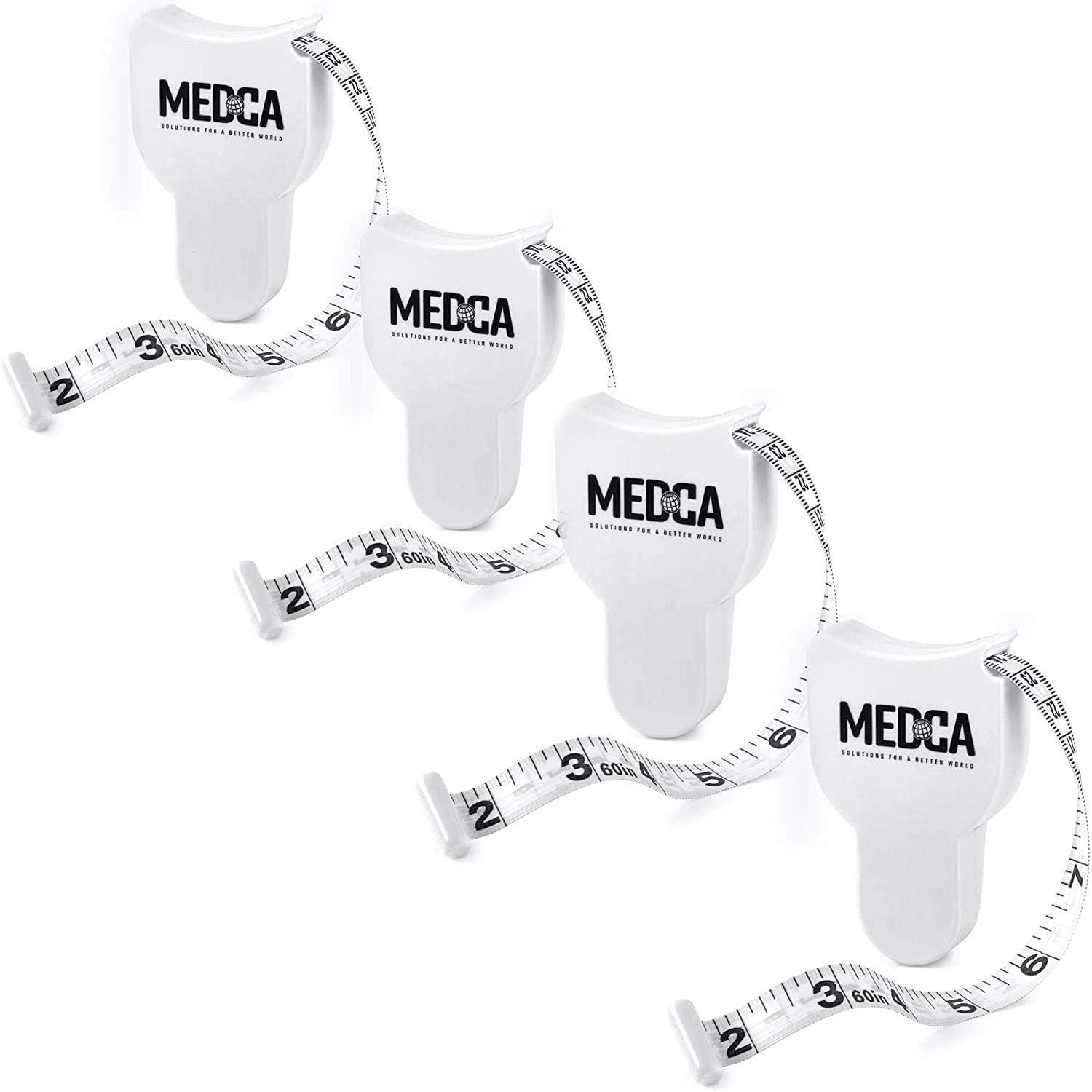 Body Tape Measure - (4 Pack) Measuring Tapes for Body and Fat Weight Monitors, (Inches & CM) Retractable Ruler for Accurate Fat Calculator Helps Calculate Athletic Fitness Measurements, White