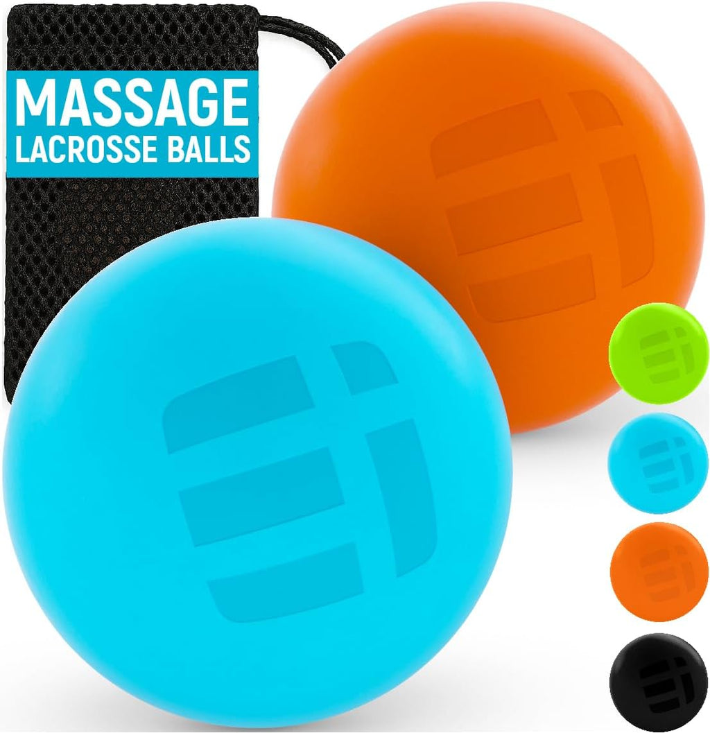 Massage Lacrosse Balls for Myofascial Release - Trigger Point Therapy Ball Set for Deep Tissue Relief - Foot Massage Ball Roller for Plantar Fasciitis - 2 Pack (Blue/Orange)