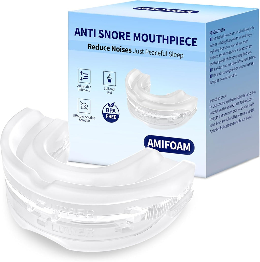 Anti Snore Mouthpiece - Adjustable Mouth Guard for Snoring, Reusable Nighttime Snoring Aid for Adults Men & Women(Clear)