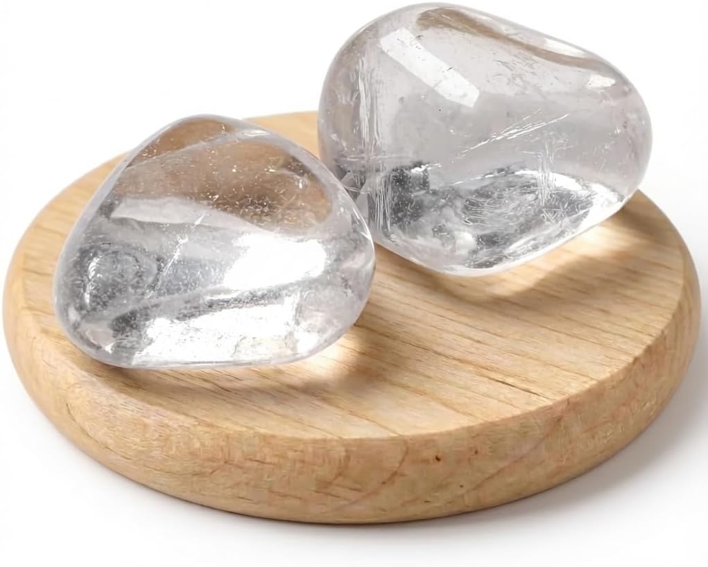 Super Large Polished Clear Quartz Healing Crystal Stones - 2 Pcs of 1.2" Worry Stone for Anxiety, Pocket Palm Gemstones Handpicked Natural Tumbled Rocks for Meditation, Reiki, Chakra, Home Decor