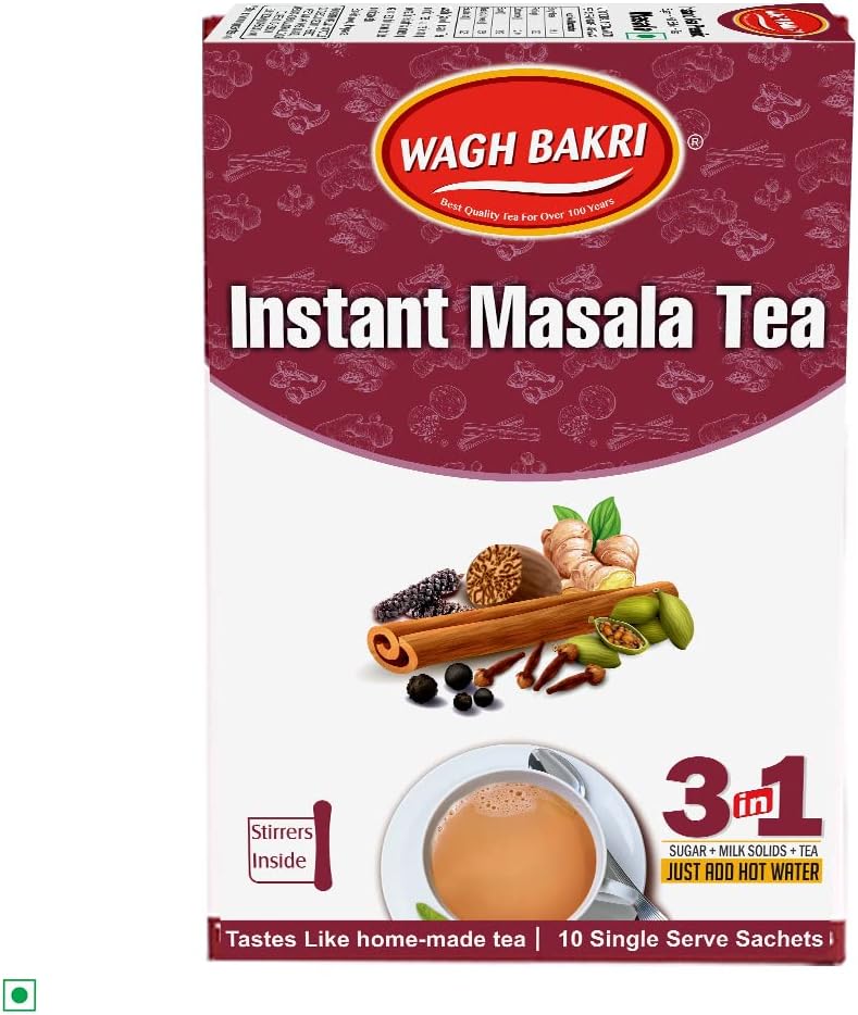 Wagh Bakri | Instant Masala Tea | Premix Masala Tea | 140g 10 Sachets (4.93 Oz) | Pack of 2
