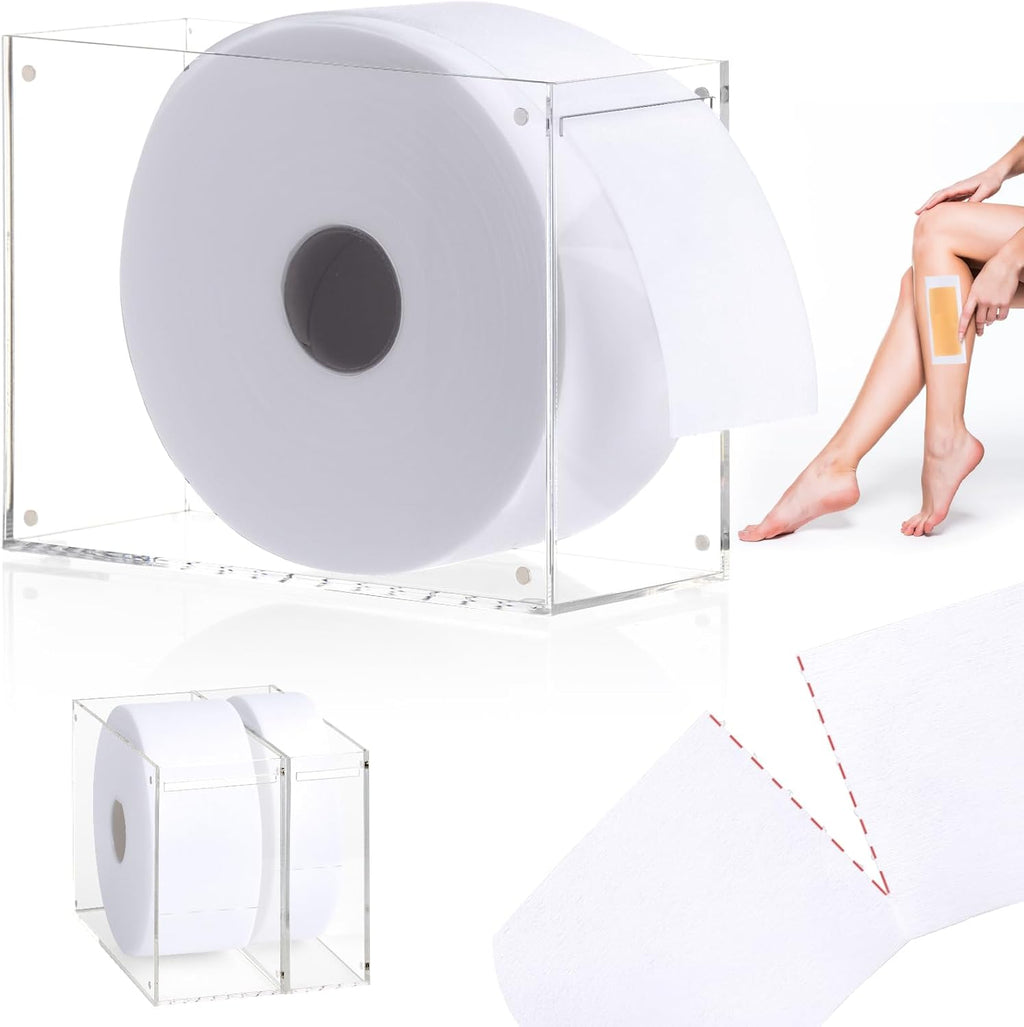 200 Pcs Non-Woven Wax Strip 2.8" X 44 Yards Pre-Cut Wax Strips with Acrylic Holder 1 Roll Epilating Wax Strips Waxing Paper Sheets for Body Legs Lint-Free Air Removal Paper for Home Professional Salon