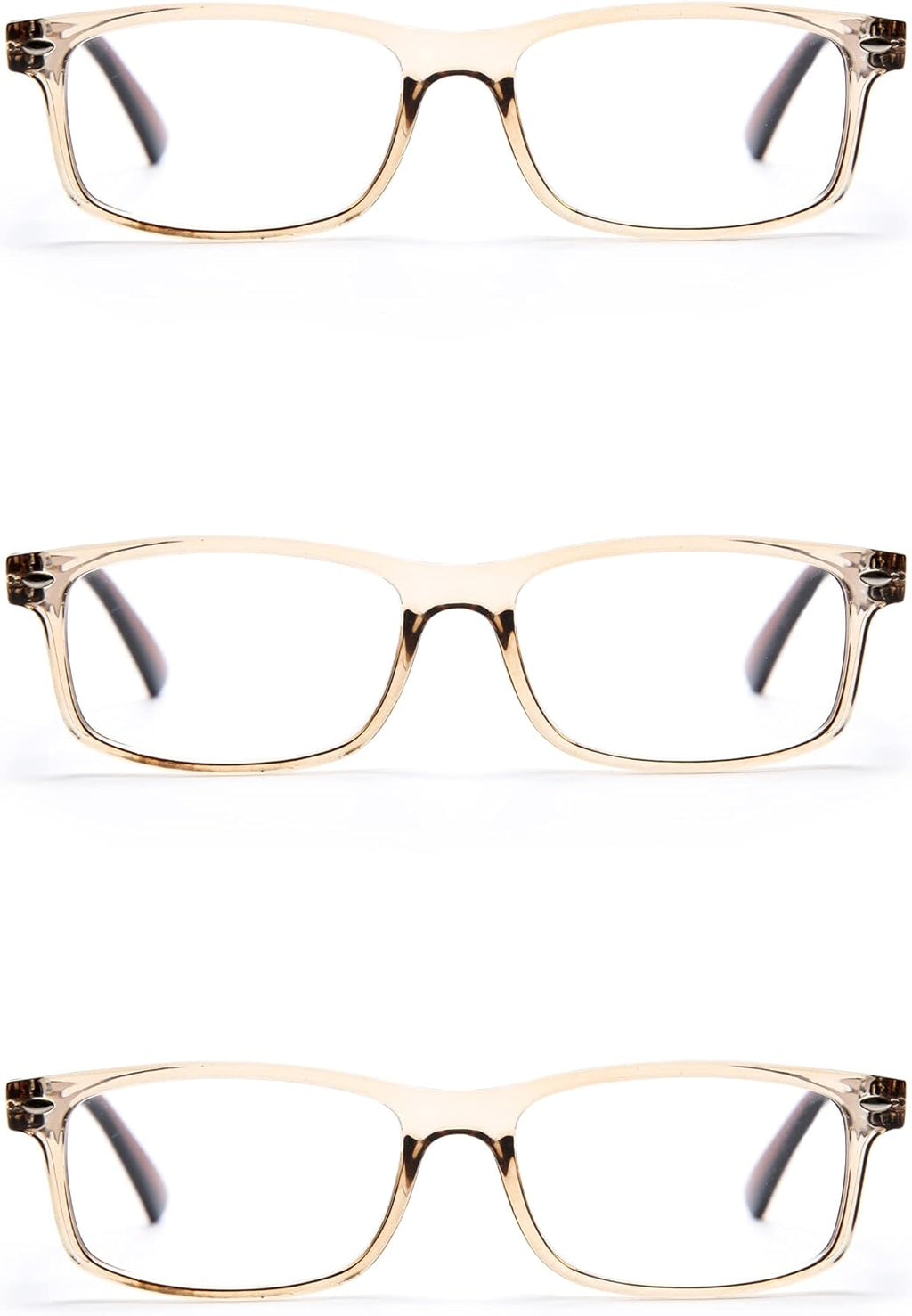 3 Pack Rectangular Vintage Plastic Frame Reading Glasses for Men and Women