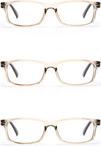 3 Pack Rectangular Vintage Plastic Frame Reading Glasses for Men and Women