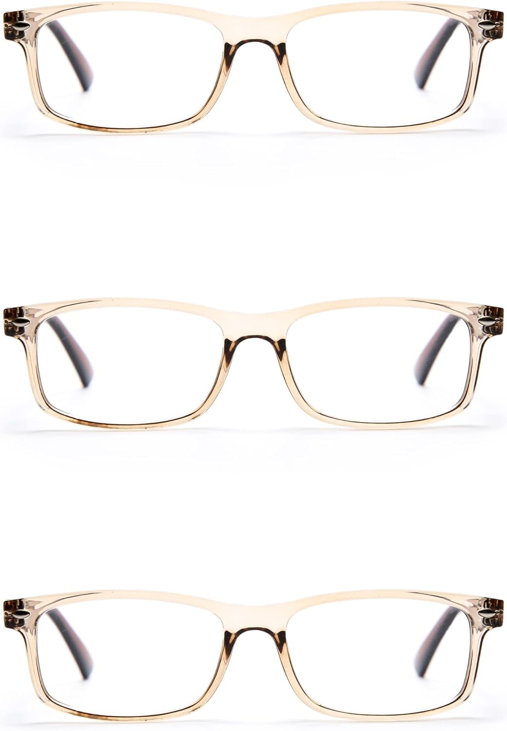3 Pack Rectangular Vintage Plastic Frame Reading Glasses for Men and Women