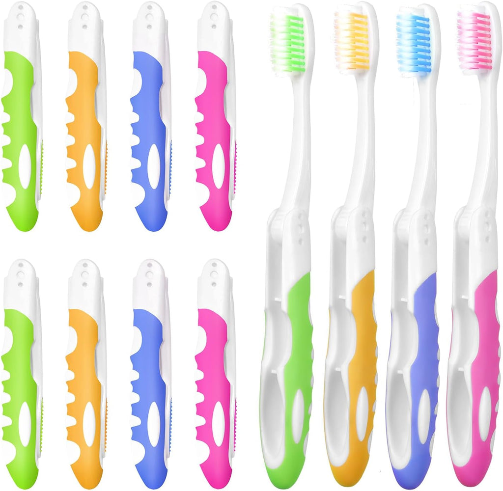 EasyHonor 20 Pack Bulk Travel Toothbrush with Folding Portable Design and Soft Bristles, for Camping, Hiking, Travel, School