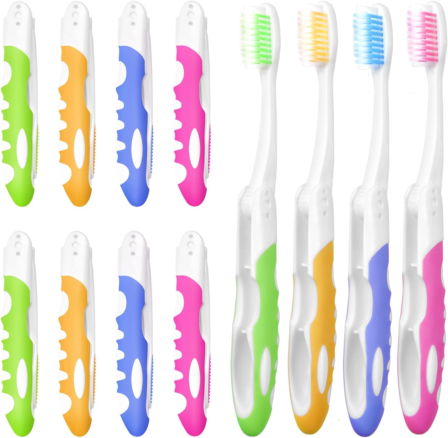 EasyHonor 20 Pack Bulk Travel Toothbrush with Folding Portable Design and Soft Bristles, for Camping, Hiking, Travel, School