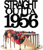Black Glitter Straight Outta 1956 Cake Topper,Hello 70，Funny 70th Birthday Cake Topper,70 Fabulous， Cheer to 70 Years，Men and Women 70th Birthday/Wedding/Anniversary Party Decorations