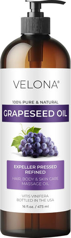 velona Grapeseed Oil 16 fl oz | 100% Pure and Natural Carrier Oil | Refined | Skin, Face, Body, Hair Care | Use Today - Enjoy Results