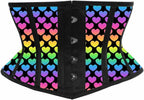 Daisy corsets Women's Daisy Corsets Lavish Rainbow Hearts Print Satin Mini Cincher Corset
