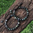 AAA MOSS AGATE Natural Healing Power Gemstone Crystal Beads Unisex Adjustable Macrame Bracelets 8mm