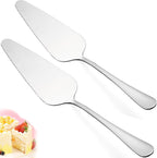 Cake Pie Server, 2 Pack Stainless Steel Pizza Pastry Cake Slicer Server Set, Cake Cutter with Serrated Edges for Kitchen, Restaurants, Wedding, Birthdays and Parties