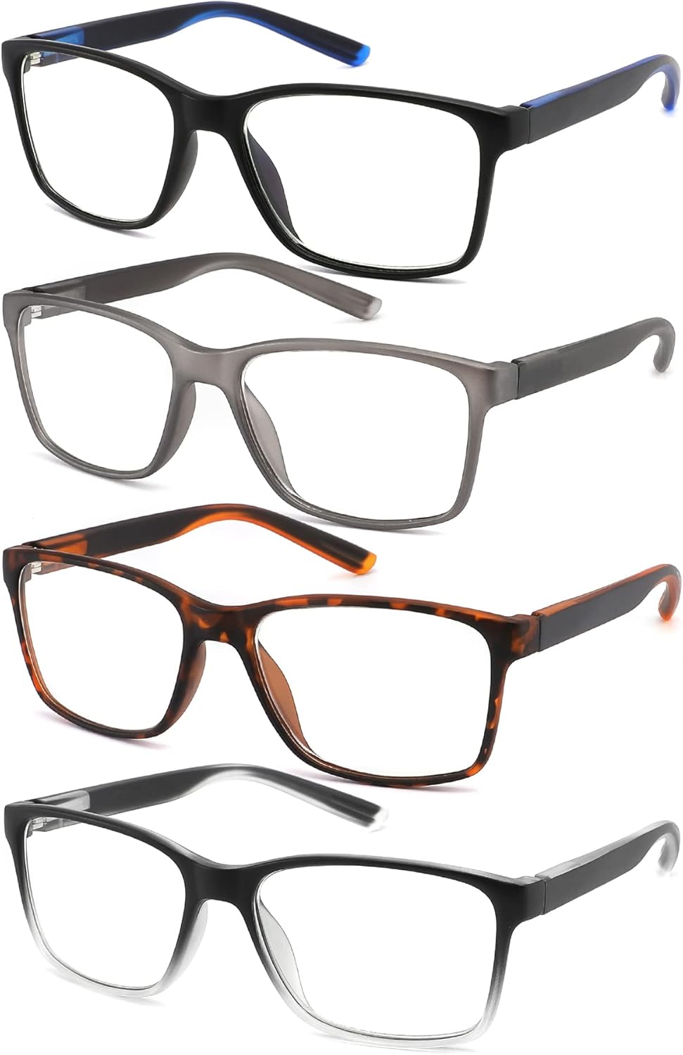 Blue Light Blocking Reading Glasses for Men 4-Pack Stylish Computer Readers with Spring Hinges,Anti Glare/Eye Strain Filter UV Ray Lightweight Reader Eyeglasses,+2.5 Magnification Strength