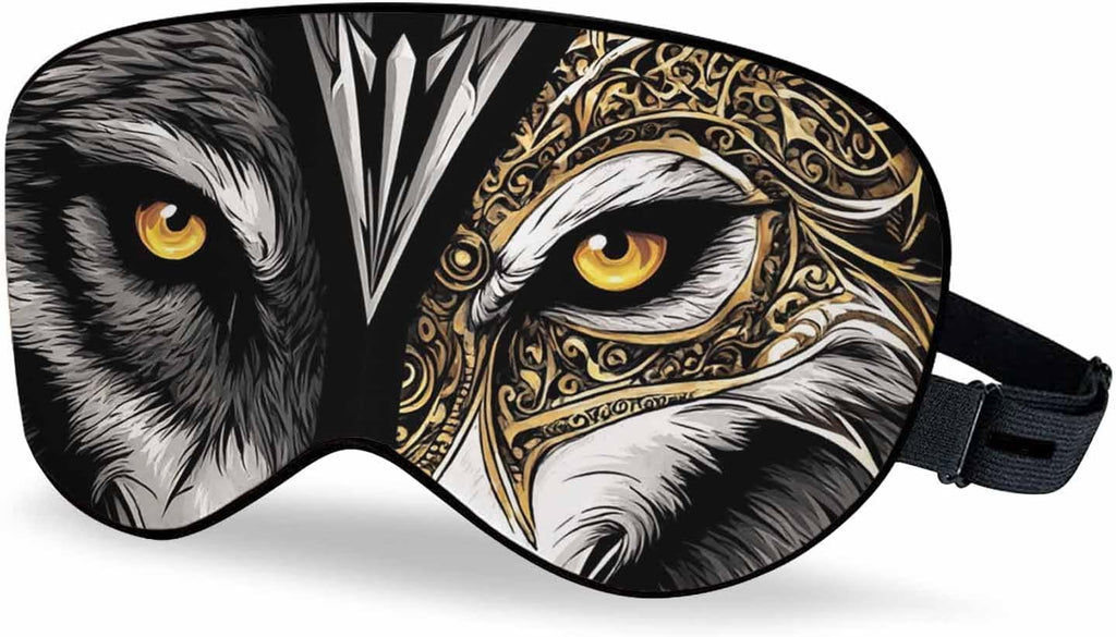 Wolf Sleep Eye Mask Watercolor Wolf Face Animal Men Women Sleep Mask with Adjustable Strap Eye Cover Eye Shade for Travel, Nap,Meditation