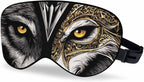 Wolf Sleep Eye Mask Watercolor Wolf Face Animal Men Women Sleep Mask with Adjustable Strap Eye Cover Eye Shade for Travel, Nap,Meditation