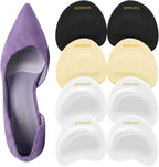 Ball of Foot Cushions Shoe Inserts(4 Pairs): Metatarsal Pads for Women - Anti-Slip Forefoot Inserts for High Heel Footwear, One Size Fits All (8, 2*Clear+Black+Beige)