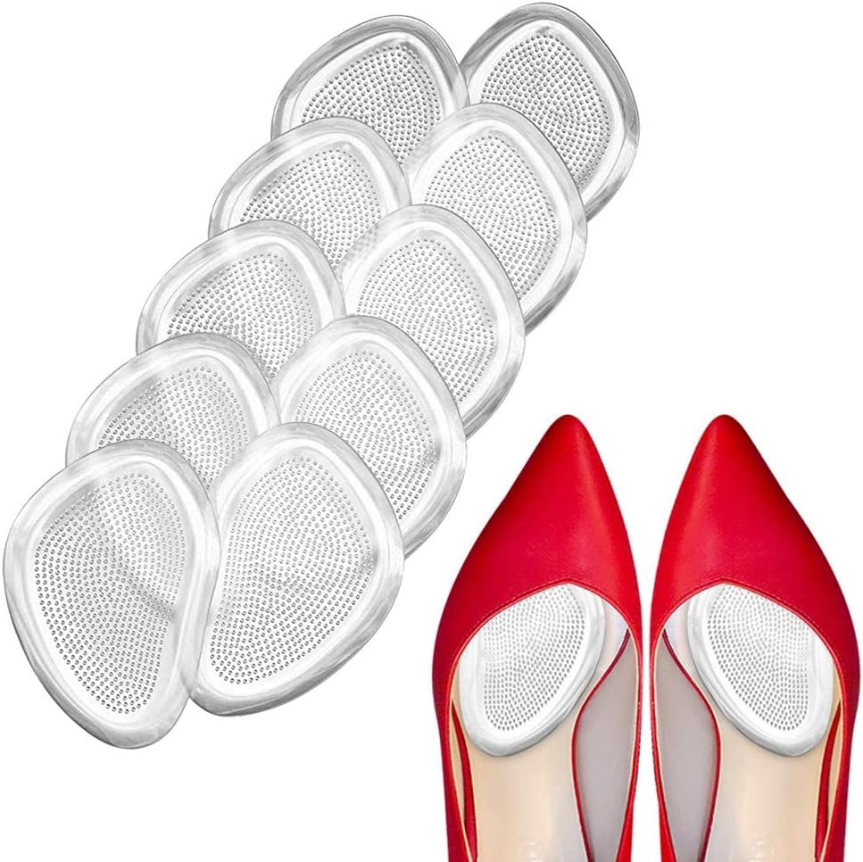 Metatarsal Pads for Women, Ball of Foot Cushions, 10PCS Clear Gel Forefoot Pads with Adhesive Backing, Reusable Foot Pads for Heels, Flats, Sneakers, Dress Shoes and Work Shoes