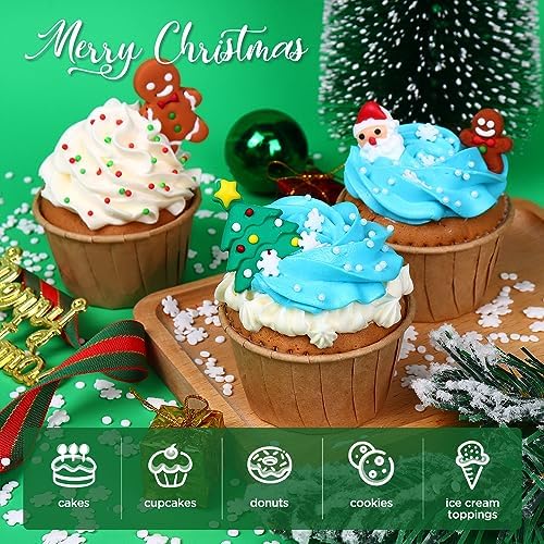Edible Christmas Cookie Decorations, Edible Gingerbread Men, Christmas Tree, Santa Claus Icing Decorations, Gingerbread House Decorations, Perfect for Cupcakes, Cake, Cookies, and Ice Cream Topping