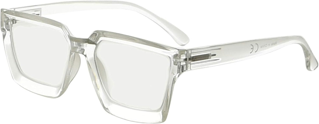 Eyekepper Multifocus Progressive Computer Readers Women - Noline Trifocal Reading Glasses Blue Light Filter Oversize Frame (Transparent)