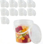 Xyskin 10 Pack Round Plastic Bucket Food Storage Containers, 28 oz Deli Containers with Lid and Handle, Clear Storage Jars Mini Storage for DIY Slime Making, Candy, Art Crafts, Ice Cream, Soup
