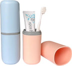 2PCS Toothbrush Travel Case,Multi-Function Portable Toothbrush Cover,Dustproof Toothbrush Holder,Suitable for Business Camping Travel or Daily Use(Pink+Blue)