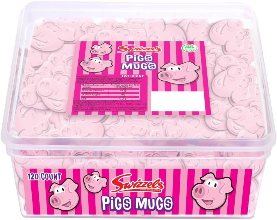 Swizzels Pigs Mugs 120ct Sweet Tub (Pack of 1)