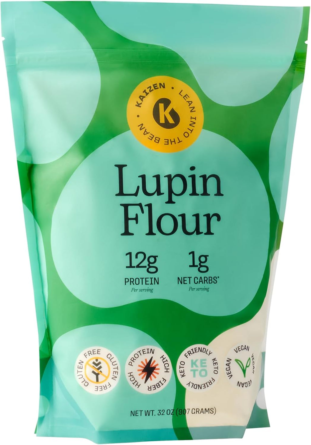 Kaizen Lupin Flour 2lbs – High Protein, Low Carb, Keto Friendly, Gluten Free Ground Lupini Flour – Non GMO, Vegan, Low Calorie, High Fiber Lupin Bean