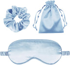 3Pcs Satin Eye Mask Silk Sleep Masks Set Silky Blindfold Eyeshade Blackout Eyes Cover Pouches Bag Scrunchy Wedding Gift