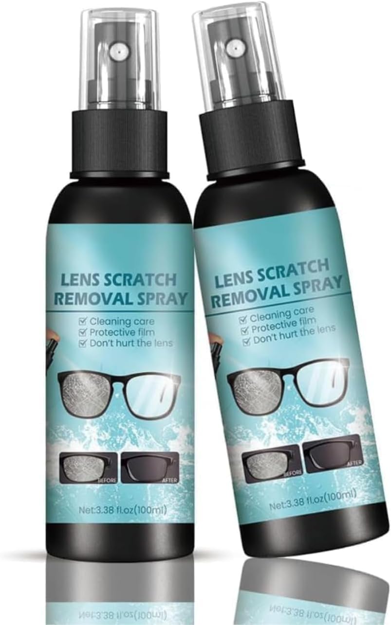 2pcs Lens Scratch Remover Spray,Scratch Repair Tool for Eyeglass and Sunglasses,with Cleaning Lenses and Removing Screen Scratch,Glasses Polishing Cleaning Fluids Kits
