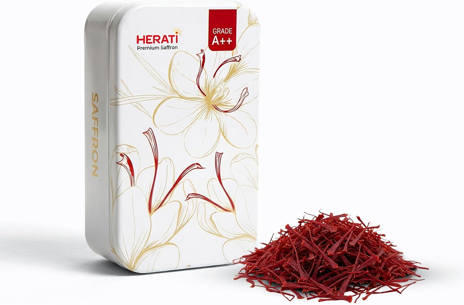 Herati Saffron Super Negin Grade 1 Threads 2 Grams Tin Box, Award Winning Afghan Saffron Direct From Farm, Hand Harvested Pure All Red Threads For Tea Paella Rice Biryani Golden Milk