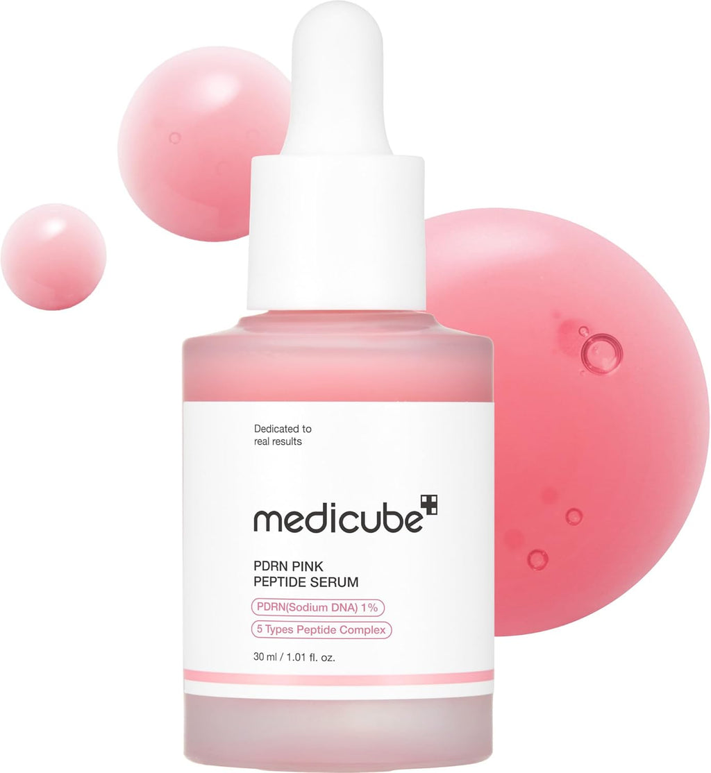 medicube PDRN Pink Peptide Serum with Salmon DNA | Pink Glow Serum with Peptides & Niacinamide for Hydration & Firm-Looking Skin | Uneven Tone Care | Korean Skincare, 1.01 fl. Oz