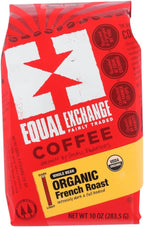Equal Exchange Organic Coffee, Whole Bean French Roast 10 Oz (Pack of 6)