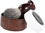 NOLITOY 3Pcs Men 's Shaving Brush Set with Wooden Handle Shaving Soap and Soap Bowl for Comfortable Grooming at Home Barber Shops