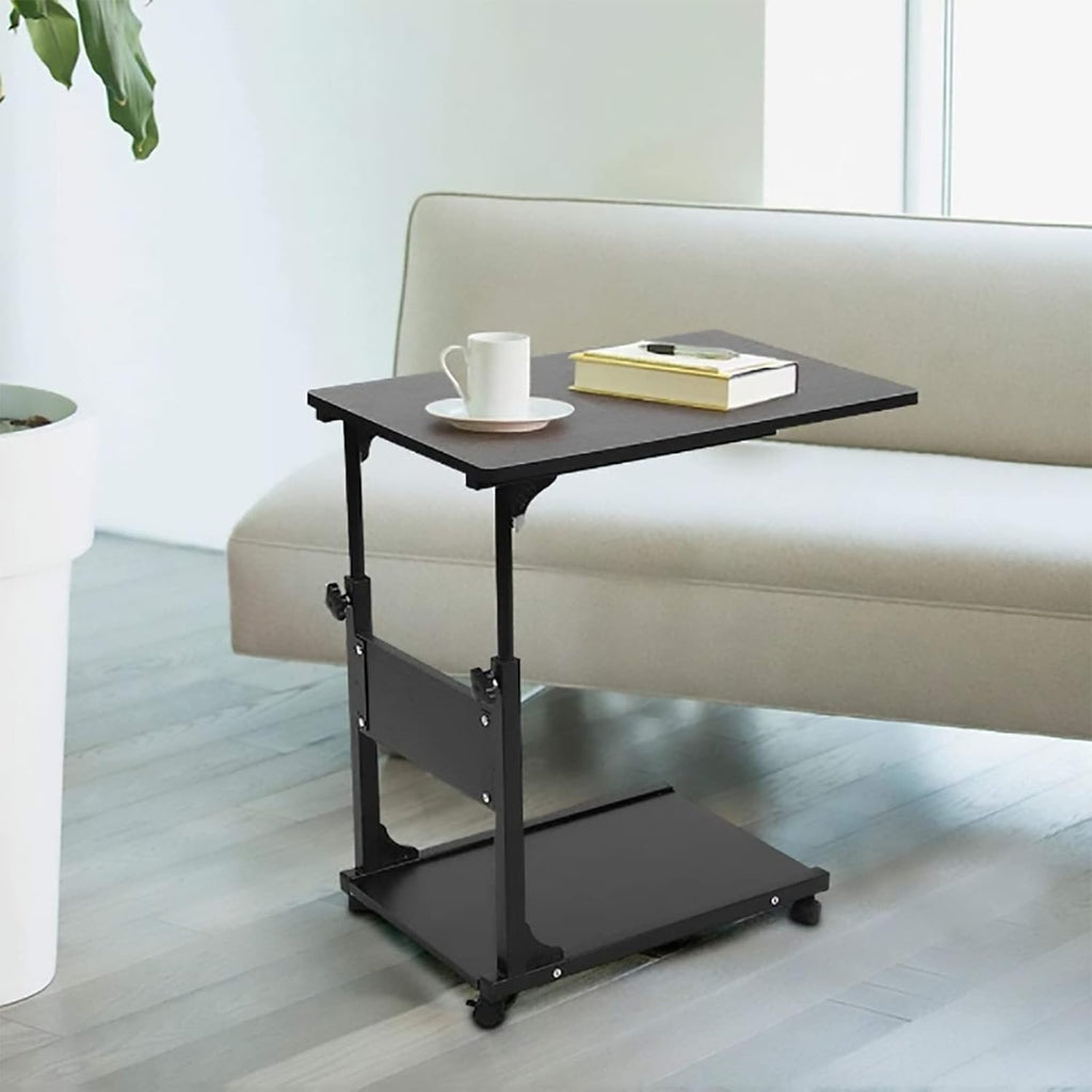 Over-Bed Tables, Rolling Side Table Adjustable Height Portable Detachable Bedside Table Mobile Desk pc Table for Small Spaces