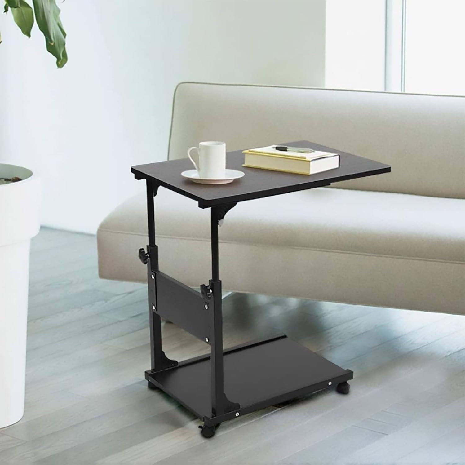 Over-Bed Tables, Rolling Side Table Adjustable Height Portable Detachable Bedside Table Mobile Desk pc Table for Small Spaces