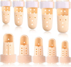BBTO 10 Pcs Mallet Finger Splint, 5 Sizes Finger Support Brace Stabilizer Straightener Plastic Fingertip Protectors Arthritis Knuckle Immobilization for Thumb Pinky Middle Index Ring(Beige)