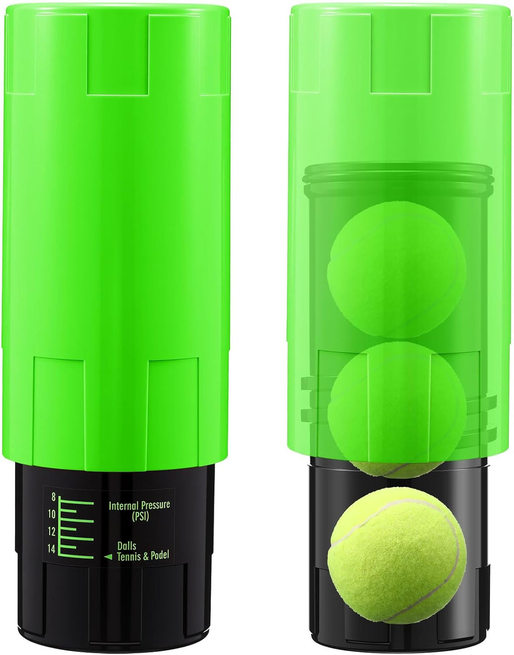 Soulchen Tennis Ball Pressurizer - Tennis Ball Storage Canister Holds 3 Balls Under 14 Psi Pressure, Reusable Stuff for Bounce Retention, Lightweight & Durable